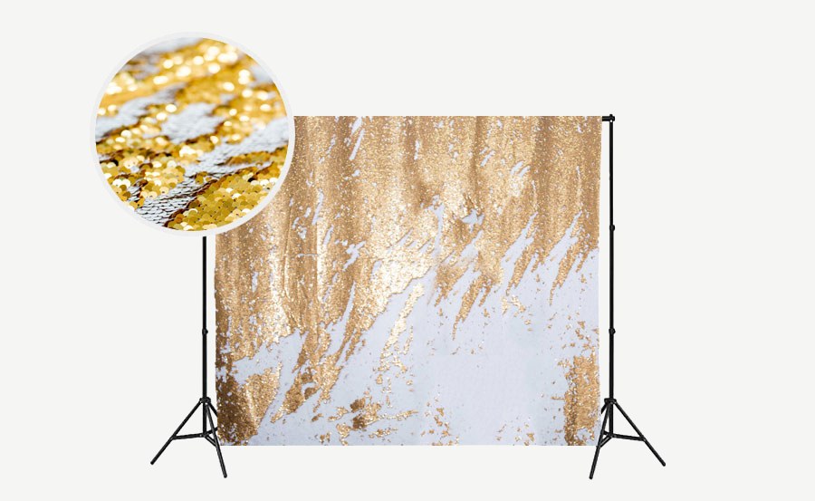 Reversible white/gold sequin backdrop