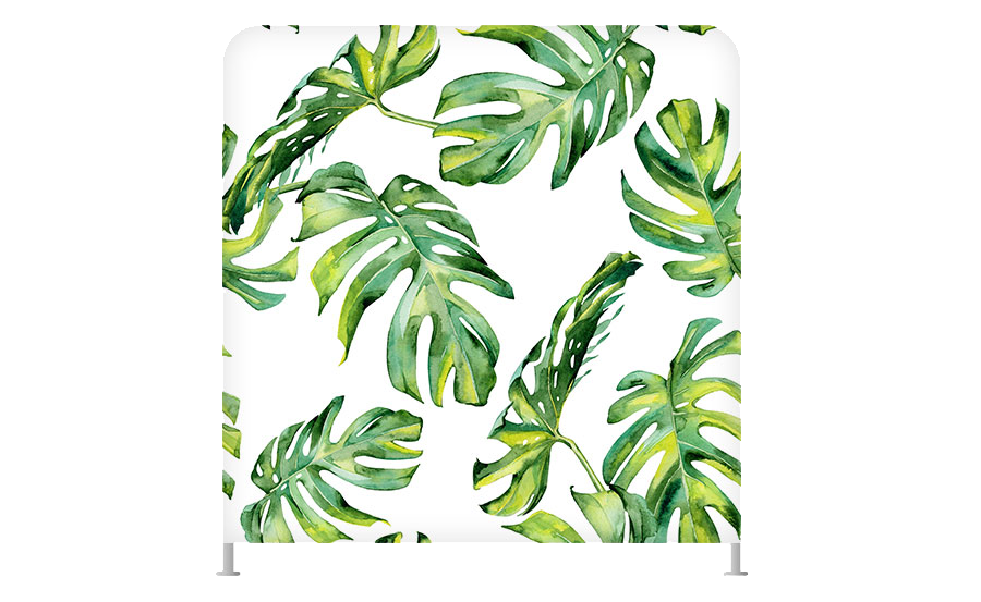 Monstera leaves photo booth backdrop rental